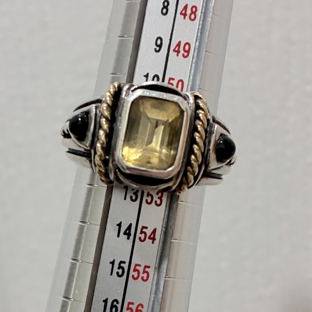 [ FINAL price ] Sterling, 14kt, Citrine & Onyx Ring